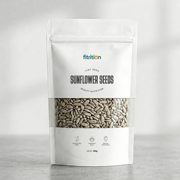 Fitrition Sunflower Seeds 200g resealable pouch, raw unsalted sunflower kernels in Pakistan