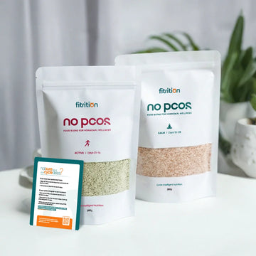 no pcos. advanced seed cycling kit with Active and Calm pouches by Fitrition.