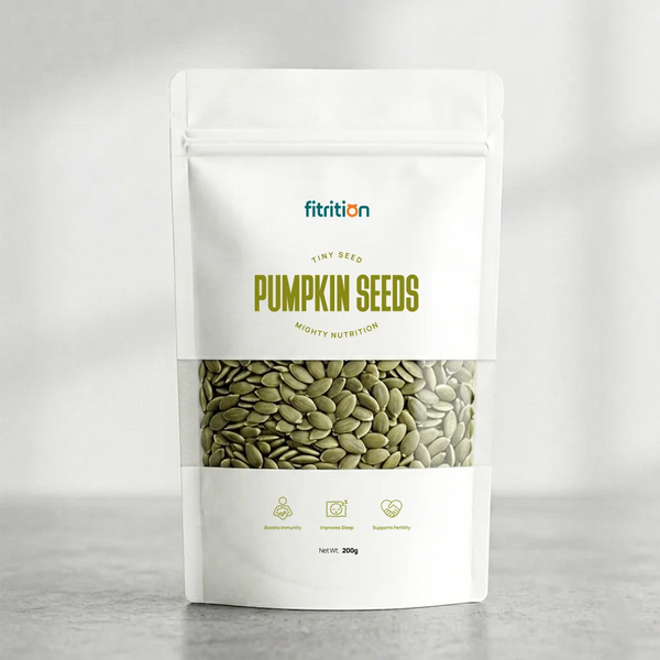 Fitrition Pumpkin Seeds 200g resealable pouch, raw pumpkin seeds in Pakistan
